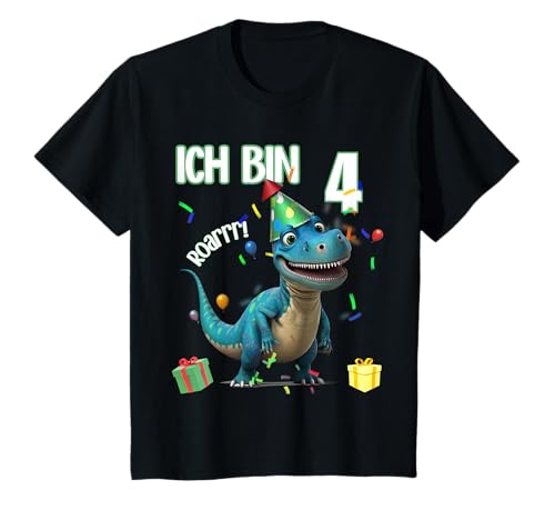 Kinder Ich Bin 4 Jahre Dinosaurier Dino T-Rex Geburtstag Junge Vier T-Shirt Kinder Ich Bin 4 Jahre Dinosaurier Dino T-Rex Geburtstag Junge Vier T-Shirt von Kinder Geburtstag Dinosaurier Dino Geschenke Junge