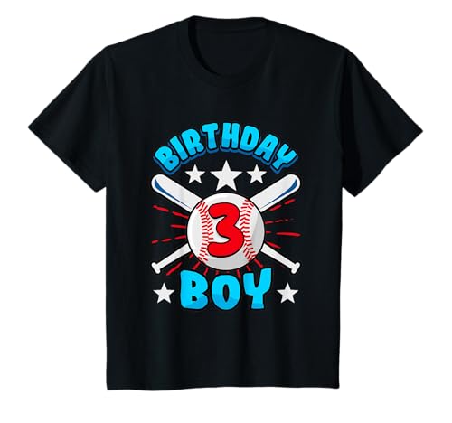 Birthday 3 Boy Baseball 3rd Birthday Kids Birthday T-Shirt Birthday 3 Boy Baseball 3rd Birthday Kids Birthday T-Shirt von Kinder Geburtstag Geschenk Jungen Sohn Mädchen