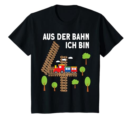 Kinder Junge Geburtstag 4 Jahre Zug Eisenbahn Geburtstag T-Shirt von Kinder Geburtstag Geschenk für Mädchen und Jungen