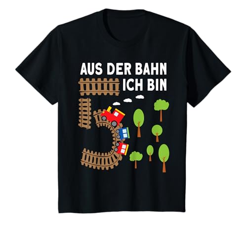 Kinder Junge Geburtstag 5 Jahre Zug Eisenbahn Geburtstag T-Shirt von Kinder Geburtstag Geschenk für Mädchen und Jungen