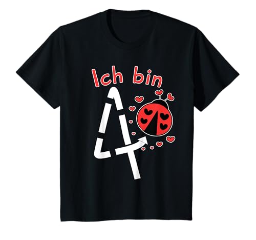 Mädchen 4 Jahre 4 Jährige Geburtstag Marienkäfer Geburtstag T-Shirt von Kinder Geburtstag Geschenk für Mädchen und Jungen