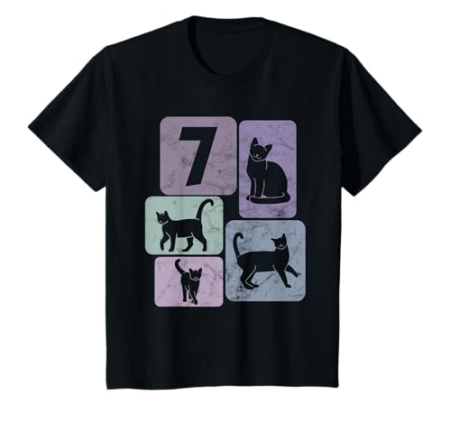 7. Geburtstag Kinder Katzen 7 Jahre Mädchen T-Shirt von Kinder Geburtstag Katzen Mädchen Geschenke