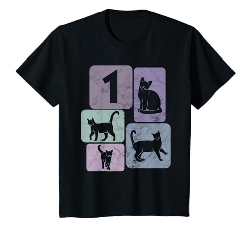 Kinder 1. Geburtstag Kinder Katzen 1 Jahre Mädchen T-Shirt von Kinder Geburtstag Katzen Mädchen Geschenke