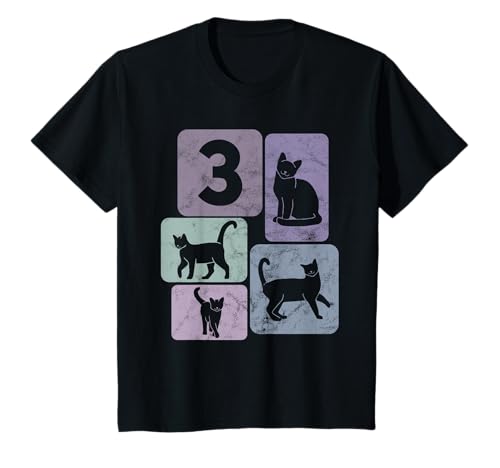 Kinder 3. Geburtstag Kinder Katzen 3 Jahre Mädchen T-Shirt von Kinder Geburtstag Katzen Mädchen Geschenke