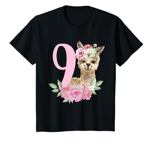 Ich bin Neun 9 Jahre Mädchen Alpaka Lama 9ter Geburtstag T-Shirt Ich bin Neun 9 Jahre Mädchen Alpaka Lama 9ter Geburtstag T-Shirt von Kinder Geburtstag LLama Alpaka lama by mintas