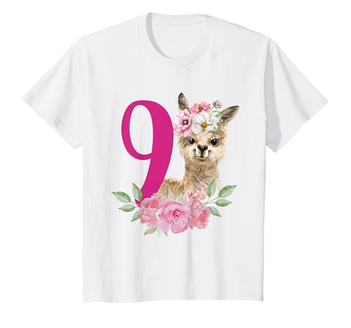 Ich bin Neun 9 Jahre Mädchen Alpaka Lama 9ter Geburtstag T-Shirt Ich bin Neun 9 Jahre Mädchen Alpaka Lama 9ter Geburtstag T-Shirt von Kinder Geburtstag LLama Alpaka lama by mintas