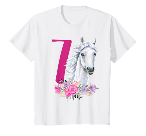 Ich bin Sieben 7 Jahre Mädchen 7ter Geburtstag Pferd Mädchen T-Shirt von Kinder Geburtstag Mädchen Pferd Pony by mintas