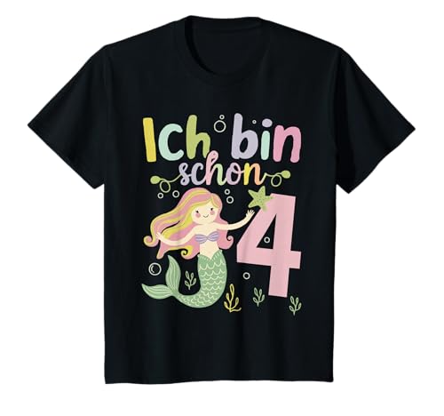 4. Geburtstag Meerjungfrau Mädchen 4 Jahre alt T-Shirt 4. Geburtstag Meerjungfrau Mädchen 4 Jahre alt T-Shirt von Kinder Geburtstag Meerjungfrau Unterwasserwelt