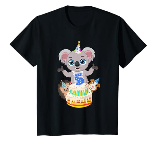Fünf Jahre Geburtstag Junge Mädchen Tier Koala Igel Hamster T-Shirt Fünf Jahre Geburtstag Junge Mädchen Tier Koala Igel Hamster T-Shirt von Kinder Geburtstag Motiv fünften Geburtstag 5 Jahre