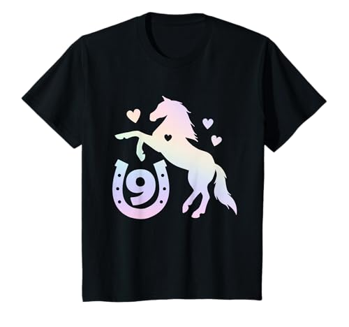 Ich bin Neun 9 Jahre Mädchen 9ter Geburtstag Pferd T-Shirt von Kinder Geburtstag Pferd Schriftzug by mintas