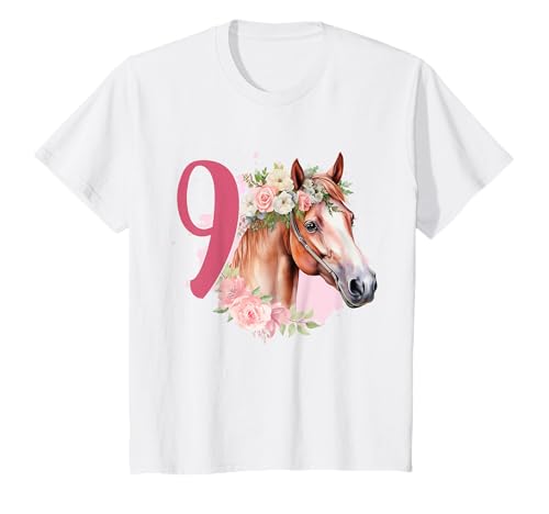 9. Geburtstag Pferd 9 Jahre alt neun endlich 9 Geburtstag Mädchen T-Shirt 9. Geburtstag Pferd 9 Jahre alt neun endlich 9 Geburtstag Mädchen T-Shirt von Kids Birthday Horse Heart lettering by mintas