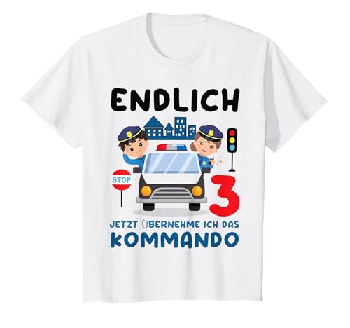 Kinder 3. Geburtstag Endlich 3, Polizei T-Shirt Kinder 3. Geburtstag Endlich 3, Polizei T-Shirt von Kinder Geburtstag Polizei Auto Designs