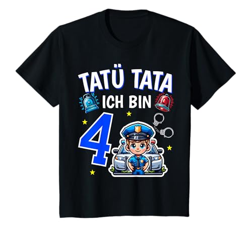 Kinder 4. Geburtstag Polizei T-Shirt 4 Jahre Alt Junge Geschenk T-Shirt von Kinder Geburtstag Polizei Outfits