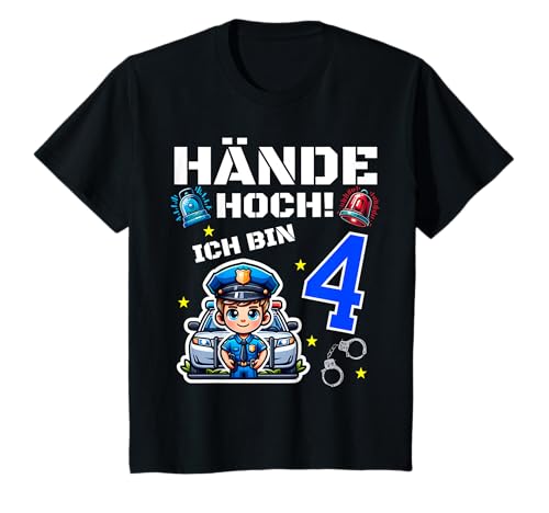 Kinder 4. Geburtstag Polizei T-Shirt 4 Jahre Alt Junge Geschenk T-Shirt von Kinder Geburtstag Polizei Outfits