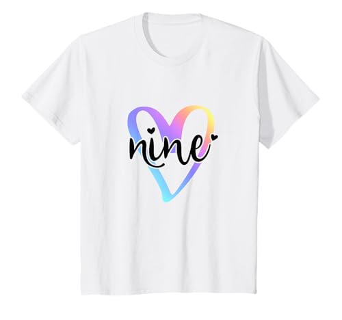 Nine Ich bin Neun 9 Jahre Mädchen 9ter Geburtstag Regenbogen T-Shirt von Kinder Geburtstag Regenbogen Schriftzug by mintas