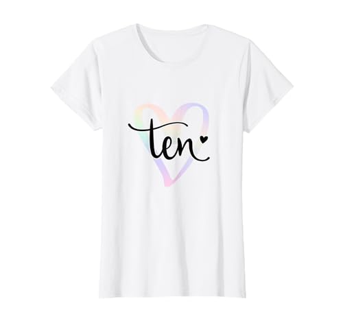 10. Geburtstag 10 Jahre altes Mädchen Ten Finally 10 Birthday Girl T-Shirt 10. Geburtstag 10 Jahre altes Mädchen Ten Finally 10 Birthday Girl T-Shirt von Kids Birthday Rainbow Heart lettering by mintas