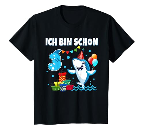 3 Geburtstag Junge Mädchen 3 Jahre Alt Lustiger Hai Haifisch T-Shirt 3 Geburtstag Junge Mädchen 3 Jahre Alt Lustiger Hai Haifisch T-Shirt von Kinder Geburtstag Shirts Für Jungen & Mädchen
