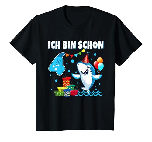 Kinder 4 Geburtstag Junge Mädchen 4 Jahre Alt Lustiger Hai Haifisch T-Shirt Kinder 4 Geburtstag Junge Mädchen 4 Jahre Alt Lustiger Hai Haifisch T-Shirt von Kinder Geburtstag Shirts Für Jungen & Mädchen
