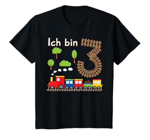 Kinder Junge Geburtstag 3 Jahre Zug Eisenbahn Geburtstag T-Shirt von Kinder Geburtstag Geschenk für Mädchen und Jungen