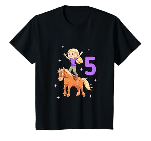 Kinder Geburtstagsshirt Voltigieren - Mädchen Geburtstag 5 Jahre T-Shirt von Kinder Geburtstag mit Pferd
