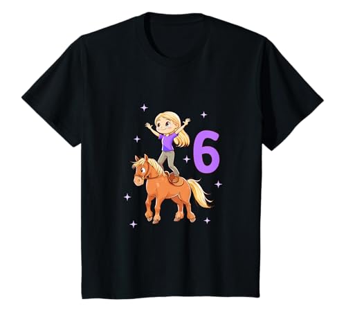 Kinder Geburtstagsshirt Voltigieren - Mädchen Geburtstag 6 Jahre T-Shirt von Kinder Geburtstag mit Pferd