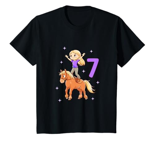 Kinder Geburtstagsshirt Voltigieren - Mädchen Geburtstag 7 Jahre T-Shirt von Kinder Geburtstag mit Pferd