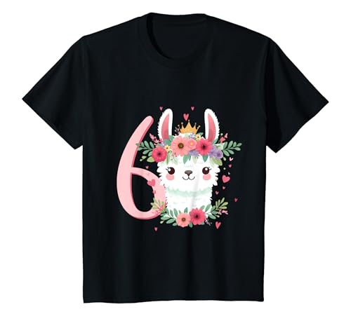 Kinder Geburtstag 6 Mädchen Alpaca LLama Lama Party 6 Jahre alt T-Shirt von Kinder Geburtstage Alpaka LLama Lama Party Outfit