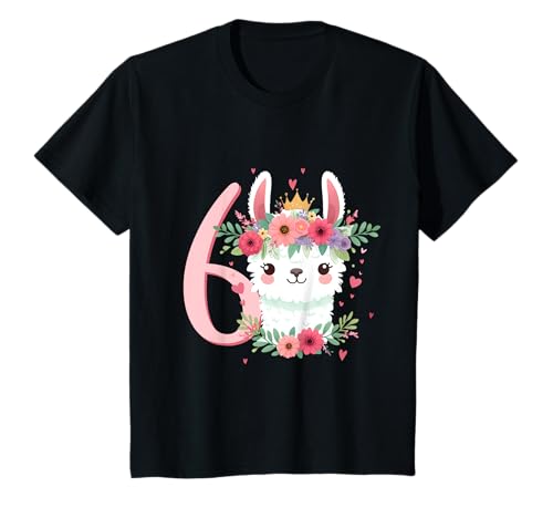 Geburtstag 6 Mädchen Alpaca LLama Lama Party 6 Jahre alt T-Shirt von Kinder Geburtstage Alpaka LLama Lama Party Outfit