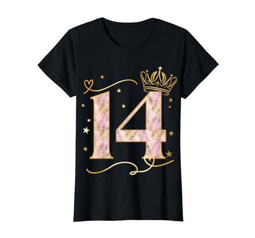 Geburtstag 14 Mädchen Birthday Girl Krone Fourteen 14 Jahre T-Shirt Geburtstag 14 Mädchen Birthday Girl Krone Fourteen 14 Jahre T-Shirt von Kinder Geburtstage Blumenkranz Zahl Party Outfit