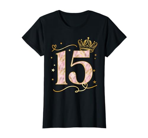 Geburtstag 15 Mädchen Birthday Girl Krone Fünfzehn 15 Jahre T-Shirt Geburtstag 15 Mädchen Birthday Girl Krone Fünfzehn 15 Jahre T-Shirt von Kinder Geburtstage Blumenkranz Zahl Party Outfit