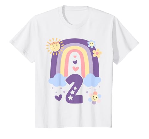 Kinder Geburtstag 2 Mädchen Regenbogen Fee Zwei 2 Jahre T-Shirt Kinder Geburtstag 2 Mädchen Regenbogen Fee Zwei 2 Jahre T-Shirt von Kinder Geburtstage Deko Regenbogen Party Mädchen 2
