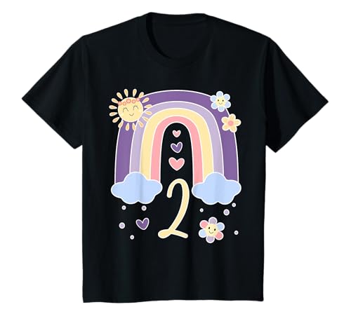 Kinder Geburtstag 2 Mädchen Regenbogen Fee Zwei 2 Jahre T-Shirt Kinder Geburtstag 2 Mädchen Regenbogen Fee Zwei 2 Jahre T-Shirt von Kinder Geburtstage Deko Regenbogen Party Mädchen 2
