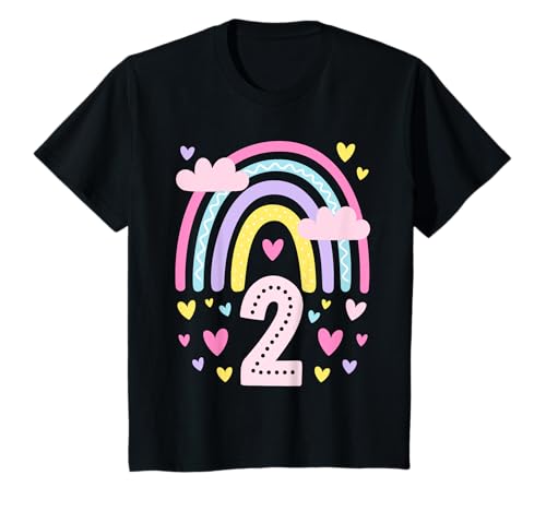 Kinder Geburtstag 2 Mädchen Regenbogen Fee Zwei 2 Jahre T-Shirt Kinder Geburtstag 2 Mädchen Regenbogen Fee Zwei 2 Jahre T-Shirt von Kinder Geburtstage Deko Regenbogen Party Mädchen 2