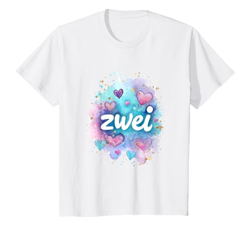 Kinder Geburtstag 2 Mädchen Regenbogen Fee Zwei Jahre T-Shirt von Kinder Geburtstage Deko Regenbogen Party Mädchen 2