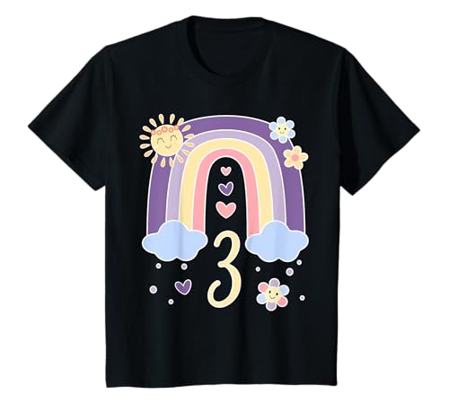 Kinder Geburtstag 3 Mädchen Regenbogen Fee Drei 3 Jahre T-Shirt Kinder Geburtstag 3 Mädchen Regenbogen Fee Drei 3 Jahre T-Shirt von Kinder Geburtstage Deko Regenbogen Party Mädchen 3