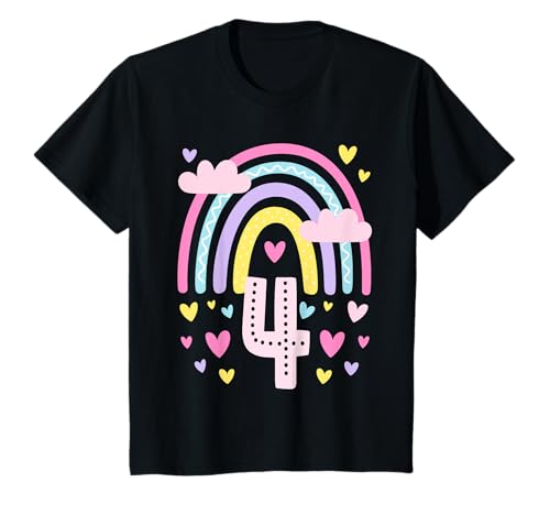 Kinder Geburtstag 4 Mädchen Regenbogen Fee Vier 4 Jahre T-Shirt Kinder Geburtstag 4 Mädchen Regenbogen Fee Vier 4 Jahre T-Shirt von Kinder Geburtstage Deko Regenbogen Party Mädchen 4