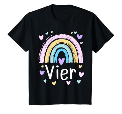 Kinder Geburtstag 4 Mädchen Regenbogen Fee Vier 4 Jahre T-Shirt Kinder Geburtstag 4 Mädchen Regenbogen Fee Vier 4 Jahre T-Shirt von Kinder Geburtstage Deko Regenbogen Party Mädchen 4