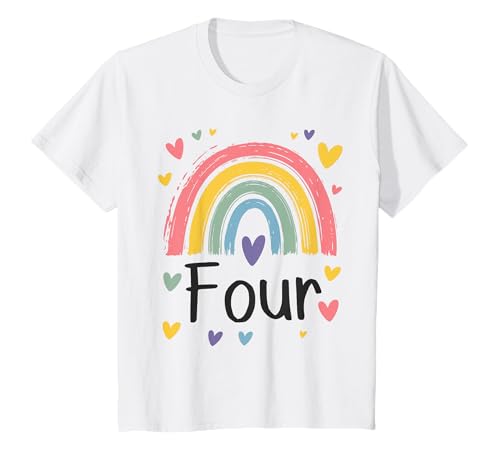 Kinder Geburtstag 4 Mädchen Regenbogen Fee Vier 4 Jahre T-Shirt Kinder Geburtstag 4 Mädchen Regenbogen Fee Vier 4 Jahre T-Shirt von Kinder Geburtstage Deko Regenbogen Party Mädchen 4
