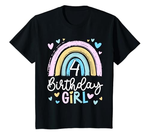 Kinder Geburtstag 4 Mädchen Regenbogen Fee Vier 4 Jahre T-Shirt Kinder Geburtstag 4 Mädchen Regenbogen Fee Vier 4 Jahre T-Shirt von Kinder Geburtstage Deko Regenbogen Party Mädchen 4