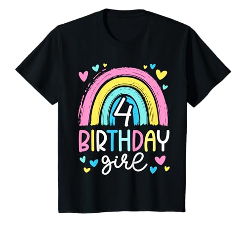 Kinder Geburtstag 4 Mädchen Regenbogen Fee Vier 4 Jahre T-Shirt Kinder Geburtstag 4 Mädchen Regenbogen Fee Vier 4 Jahre T-Shirt von Kinder Geburtstage Deko Regenbogen Party Mädchen 4