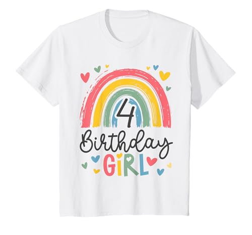 Kinder Geburtstag 4 Mädchen Regenbogen Fee Vier 4 Jahre T-Shirt Kinder Geburtstag 4 Mädchen Regenbogen Fee Vier 4 Jahre T-Shirt von Kinder Geburtstage Deko Regenbogen Party Mädchen 4