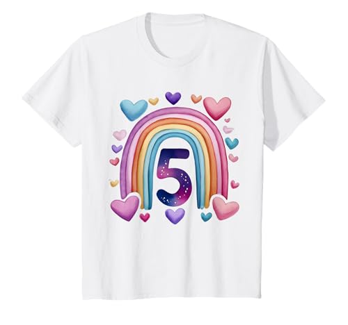 Kinder Geburtstag 5 Mädchen Regenbogen Fee Fünf Jahre alt T-Shirt Kinder Geburtstag 5 Mädchen Regenbogen Fee Fünf Jahre alt T-Shirt von Kinder Geburtstage Deko Regenbogen Party Mädchen 5
