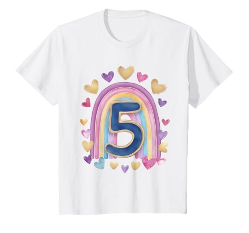Kinder Geburtstag 5 Mädchen Regenbogen Fee Fünf Jahre alt T-Shirt Kinder Geburtstag 5 Mädchen Regenbogen Fee Fünf Jahre alt T-Shirt von Kinder Geburtstage Deko Regenbogen Party Mädchen 5