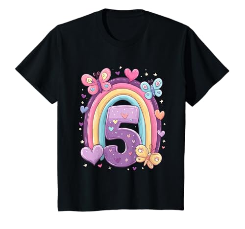 Kinder Geburtstag 5 Mädchen Regenbogen Fee Fünf Jahre alt T-Shirt Kinder Geburtstag 5 Mädchen Regenbogen Fee Fünf Jahre alt T-Shirt von Kinder Geburtstage Deko Regenbogen Party Mädchen 5