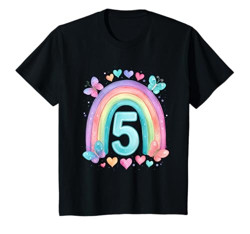 Kinder Geburtstag 5 Mädchen Regenbogen Fee Fünf Jahre alt T-Shirt Kinder Geburtstag 5 Mädchen Regenbogen Fee Fünf Jahre alt T-Shirt von Kinder Geburtstage Deko Regenbogen Party Mädchen 5