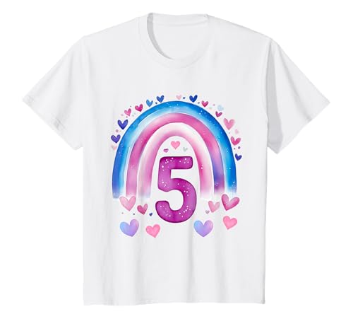 Kinder Geburtstag 5 Mädchen Regenbogen Fee Fünf Jahre alt T-Shirt Kinder Geburtstag 5 Mädchen Regenbogen Fee Fünf Jahre alt T-Shirt von Kinder Geburtstage Deko Regenbogen Party Mädchen 5
