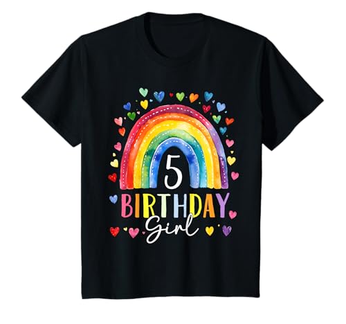 Kinder Geburtstag 5 Mädchen Regenbogen Fee Fünfter 5 Jahre alt T-Shirt von Kinder Geburtstage Deko Regenbogen Party Mädchen 5