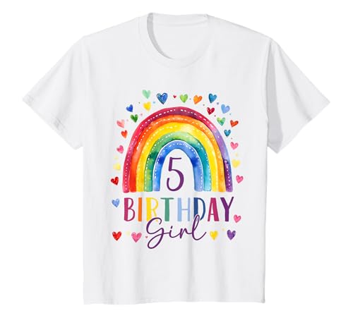 Kinder Geburtstag 5 Mädchen Regenbogen Fee Fünfter 5 Jahre alt T-Shirt Kinder Geburtstag 5 Mädchen Regenbogen Fee Fünfter 5 Jahre alt T-Shirt von Kinder Geburtstage Deko Regenbogen Party Mädchen 5
