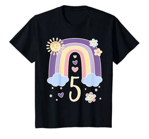 Kinder Geburtstag 5 Mädchen Regenbogen Fee Fünfter 5 Jahre alt T-Shirt Kinder Geburtstag 5 Mädchen Regenbogen Fee Fünfter 5 Jahre alt T-Shirt von Kinder Geburtstage Deko Regenbogen Party Mädchen 5