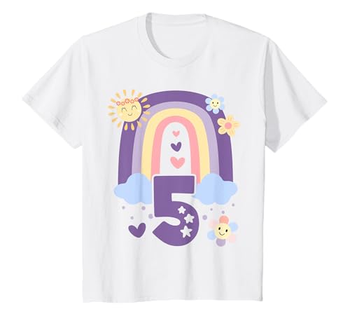 Kinder Geburtstag 5 Mädchen Regenbogen Fee Fünfter 5 Jahre alt T-Shirt Kinder Geburtstag 5 Mädchen Regenbogen Fee Fünfter 5 Jahre alt T-Shirt von Kinder Geburtstage Deko Regenbogen Party Mädchen 5